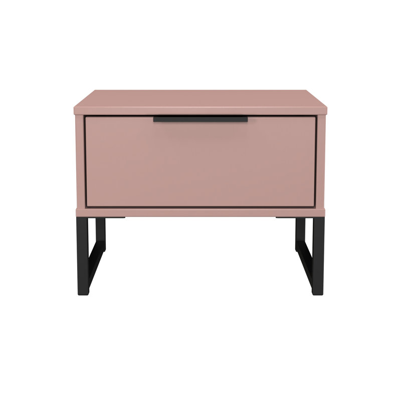 Turah 1 Drawer Bedside Cabinet (Ready Assembled), Kobe Pink