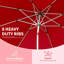Parasol 9 pi, rouge brique, protégé et imperméable, 8 nervures, facile à ajuster pour le patio, le jardin, la cour arrière, la piscine