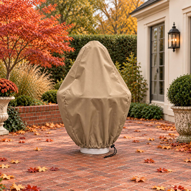 Housse de protection robuste pour fontaine de jardin extérieure avec cordon de serrage, kaki, Kaki