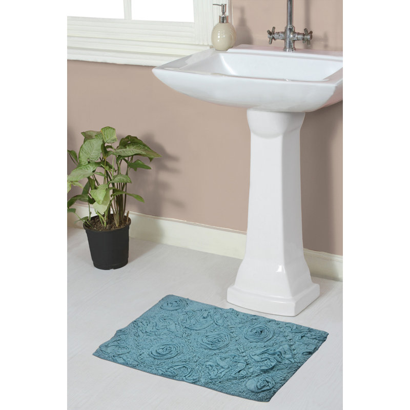 Tapis pour salle de bain Schoenberger, Bleu, L 24 po x l 17 po