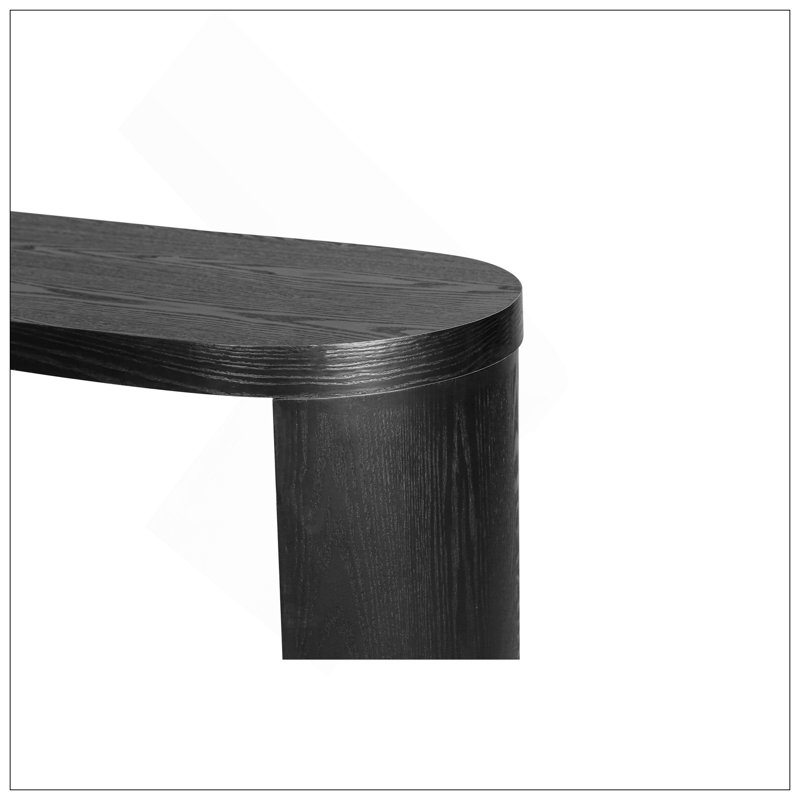 Table de 60 po d'épaisseur pour le hall d'entrée, pieds courbés, support pour l'installation de canapés vers l'intérieur ou vers l'extérieur, noir (entrée)