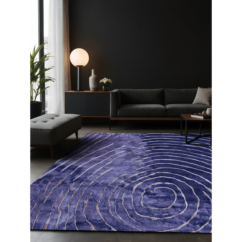 Tapis gris soyeux et moelleux, Carré 7 pi