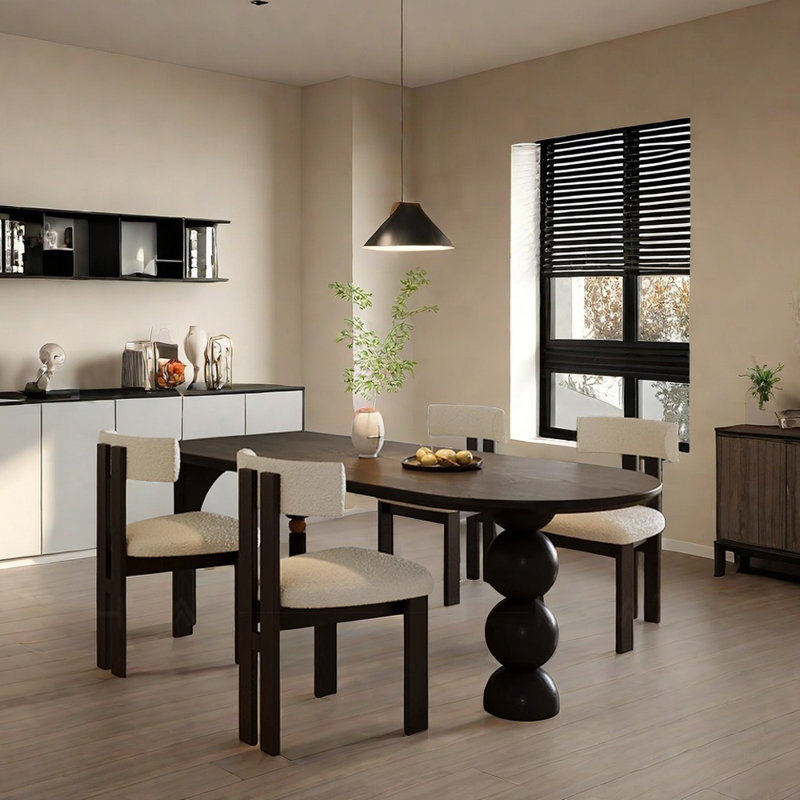 Ensemble de table de salle à manger Black Retro Creative, H 29,52 po x L 62,99 po x l 31,49 po