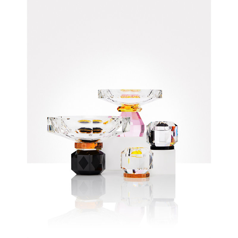 Ophelia Tealight Candle Holder, Clear/Amber