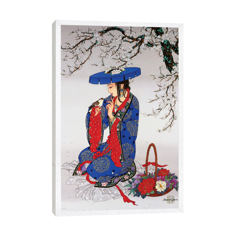 Melody Of Spring - Painting on Canvas, 66.04 cm H x 45.72 cm W, White Framed