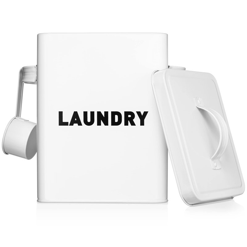 Metal Storage Canisters And Containers For Home And Kitchen Organization, Function, And Decor (White Laundry Box)