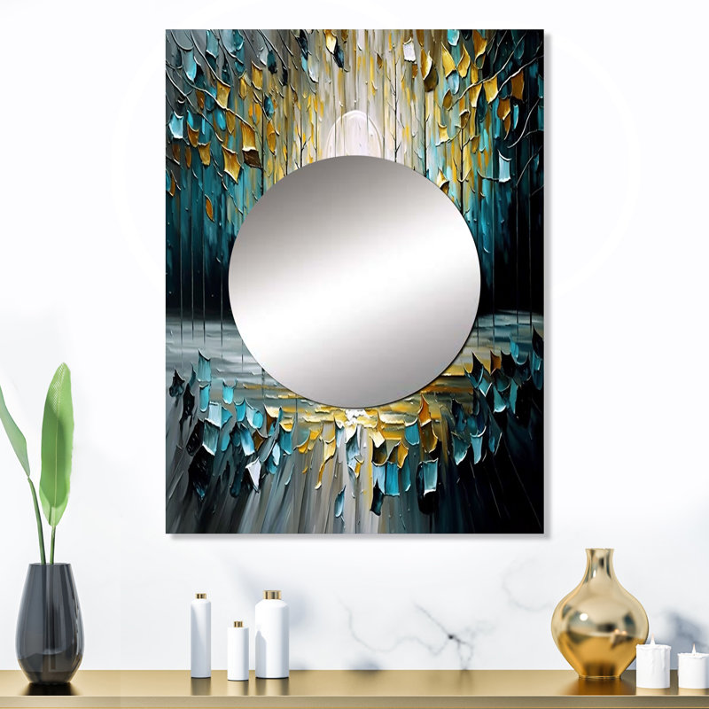 «Rishaw Abstract Nature Trees Peinture II», impression abstraite sur mur unique, miroir noir, impression sur métal