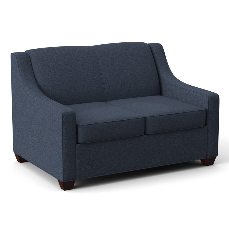 Phillips 52" Square Arm Loveseat with Reversible Cushions, Empire Mahogany, Fluff Lapis