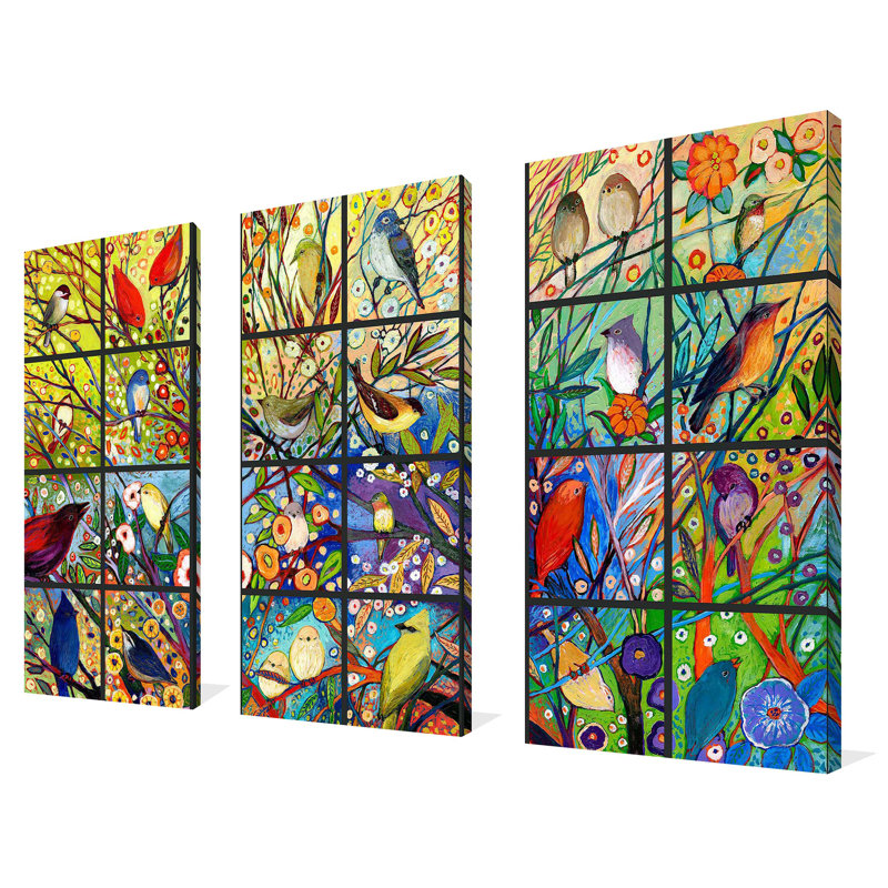 "32 Birds" par Jennifer Lommers, ensemble de 3 reproductions d'art sur toiles