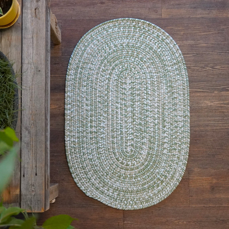 Tapis intérieur / extérieur en tweed vert Cayha, Ovale 7 pi x 10 pi