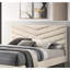 Lit avec tête de lit tapissier style Mid-Century moderne et rails latéraux en flanelle or-2001676782