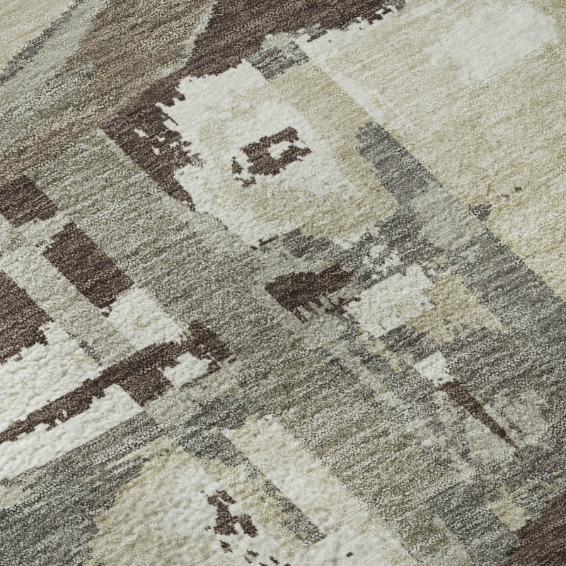 Tapis brun clair Prisco lavable à la machine de qualité supérieure, Rectangulaire 3 pi x 5 pi