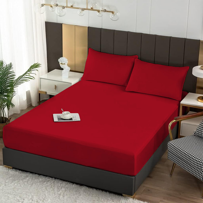 Ultra Soft 200 Thread Count Microfiber Fitted Sheet, Single (3'), Red