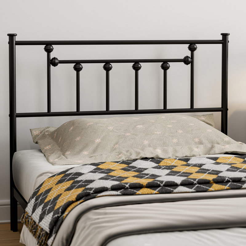 Metal Twin Size Headboard, Adjustable Height, Twin/Twin XL Headboard Only for Bedroom, Rustic Farmhouse Style, Attach Frame, Easy Assembly, Black
