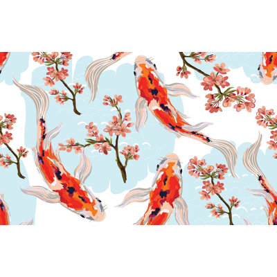 Murale pelez et collez de qualité supérieure - Koi Fish Bloom