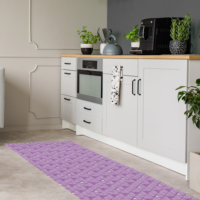 Tapis de zone rose pâle triangles à la main, Tapis de couloir 2 pi 5 po x 8 pi