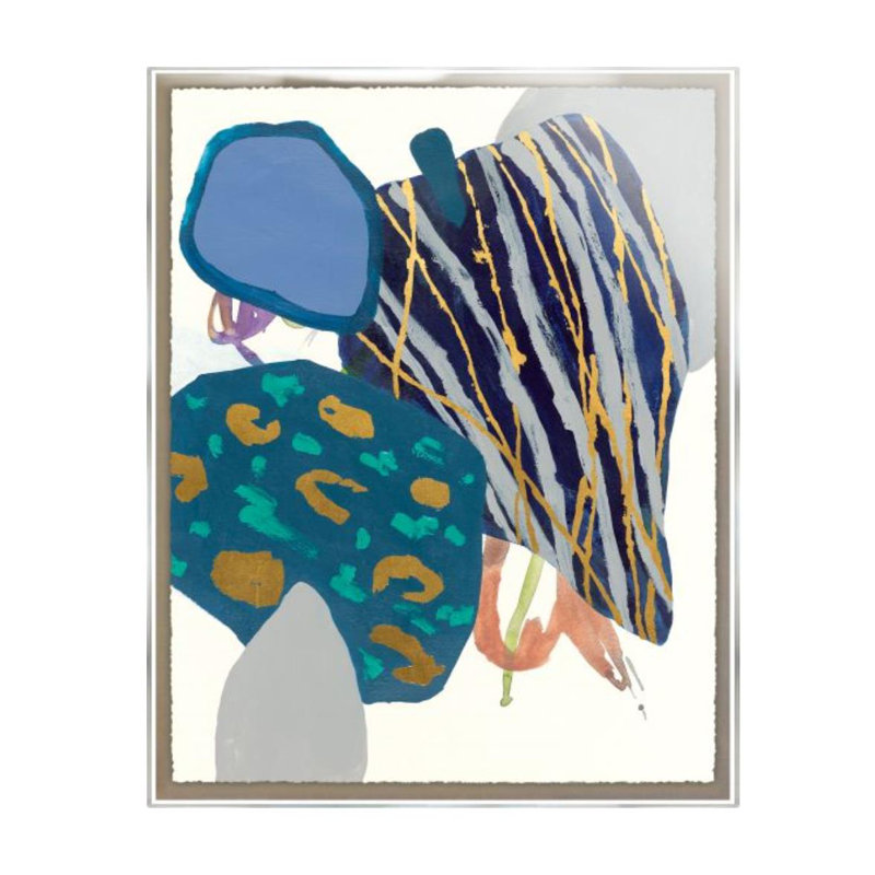 «Green Leaves II» par Sara Brown - impression, Or doré, H 30 po x l 24 po x P 1,5 po
