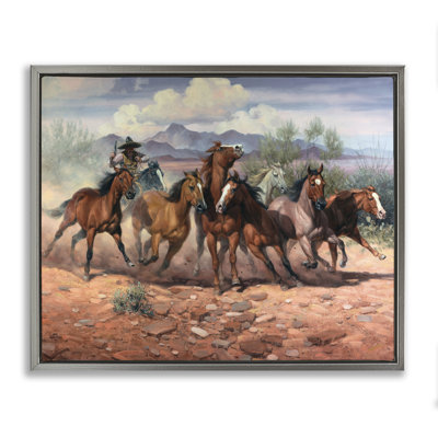 Run For The Border Cowboy Brown Framed Floater Canvas Wall Art, design by Jack Sorenson