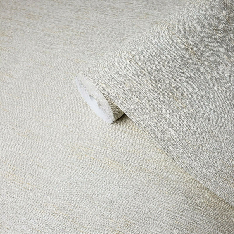 Rouleau de papier peint à motif de toile de ramie rustique vert olive, beige et vert