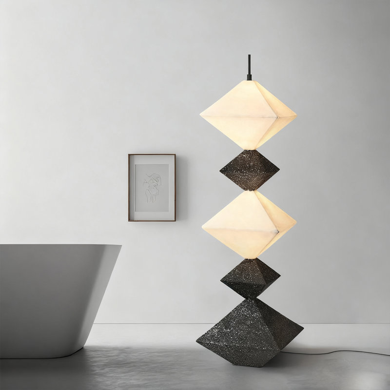 Lampe sur pied abstraite en résine sans cadre, Black 