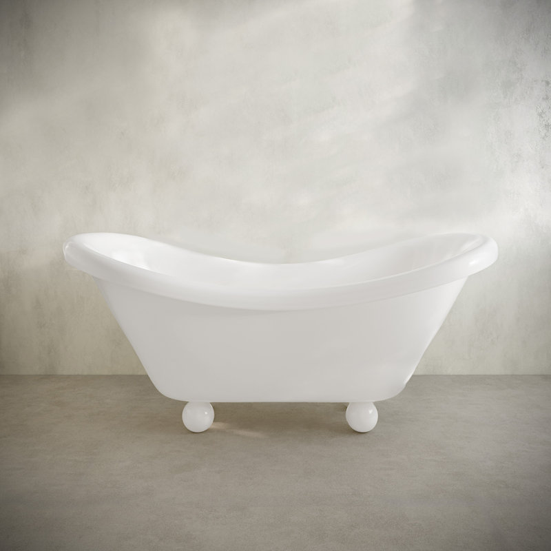 Plaisir II 67" Freestanding Bathtub With Round Feet In Glossy White