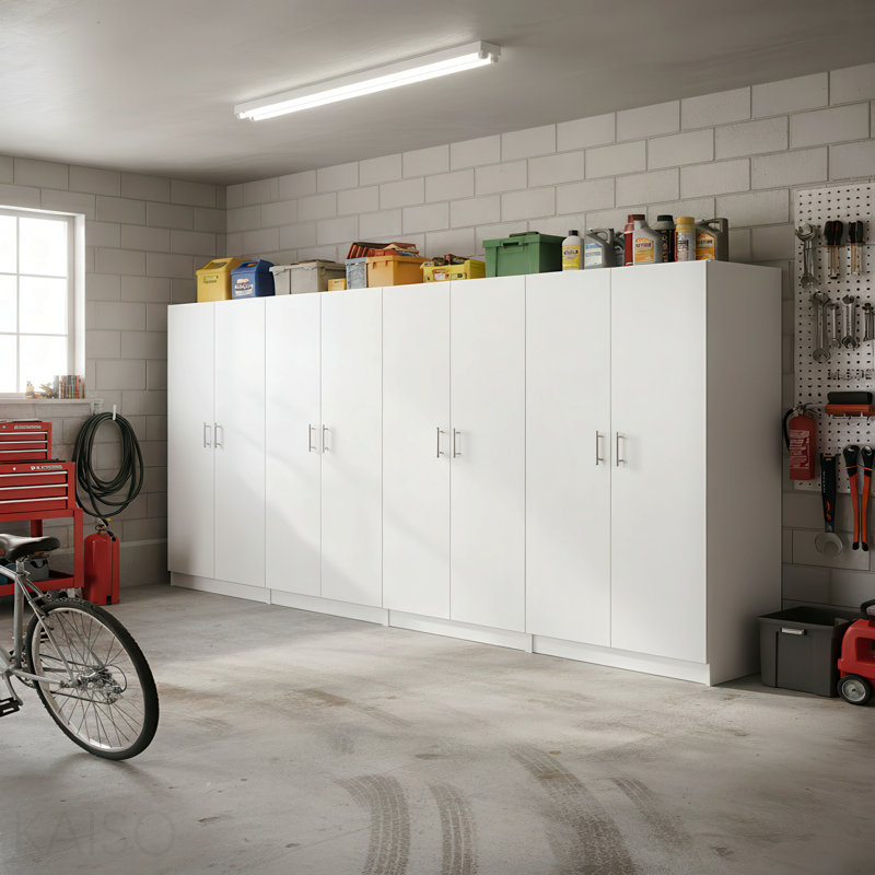 White Multi-Purpose Utility Storage Cabinet (4-Piece Set), White