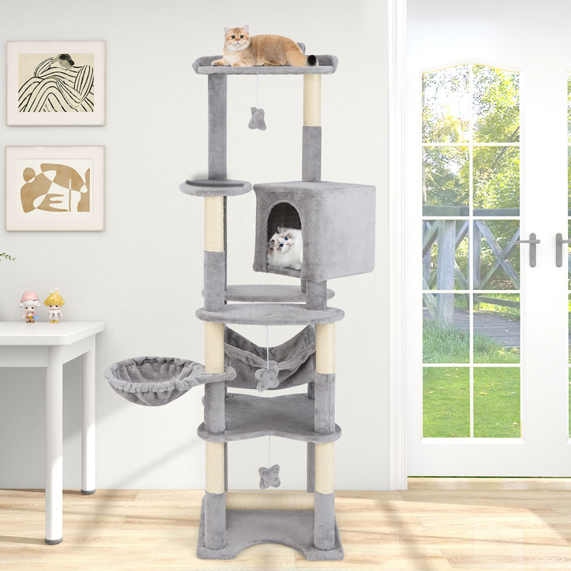  Arbre à chat de 69 po de hauteur avec perchoir confortable
