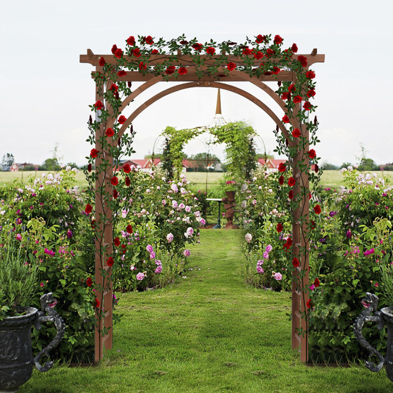 Magnifique arche de jardin en bois Arbours brun foncé