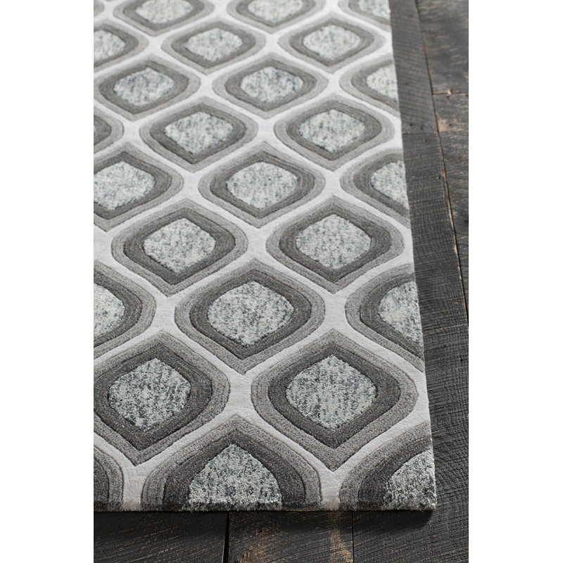 Delong Wool Geometric Indoor Rug, Gray/White, Rectangle 9' x 13'