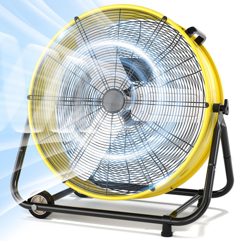 30 po Ventilateur industriel robuste à 3 vitesses de 14 000 pi³ / min avec inclinaison à 360 degrés en jaune, Jaune