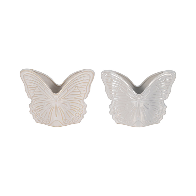 Sagebrook Home 7" Butterfly Planter, Ivory, 5" H x 7" W 3" D