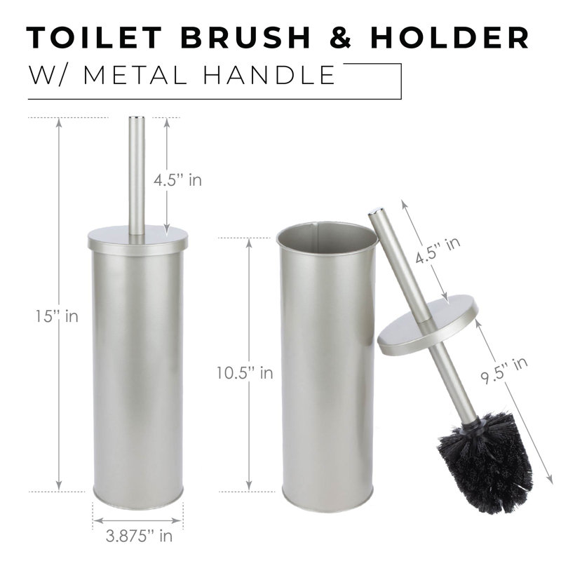 Brosse de toilette en bronze huilé avec pot, Nickel brossé