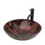 Lavabo vasque de salle de bain artistique en verre trempé avec bonde escamotable pour salle de bain, bol rond en verre trempé brun ambre (sans robinet)-1359579550