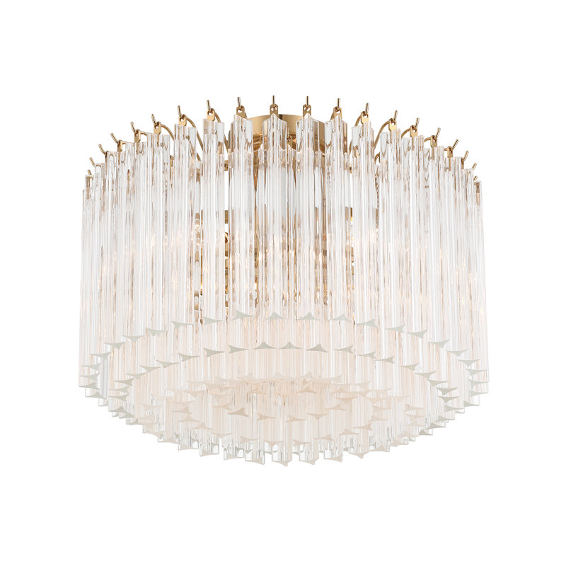 Lofton 5 Light Polished Nickel Semi Flush Mount, Gold