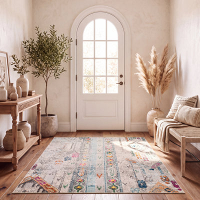 Tapis gris / bleu Felty Ikat