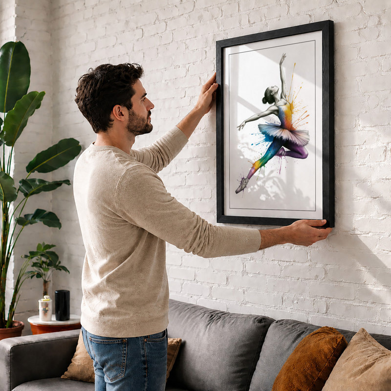 Dancer in Motion Modern - Framed Print, A2 - 59.4 x 42.0 cm, Black