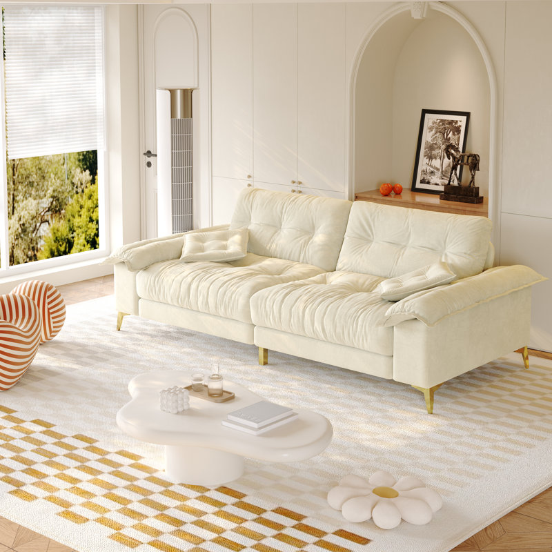Gurnaik 104.7" Chenille Upholstered Pillow-Top Arm Loveseat Sofa with High-density Foam Cushions and High-end Tufted Craft