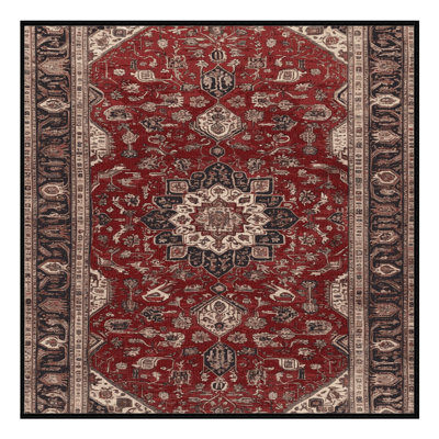 Tapis persan noir lavable à la machine