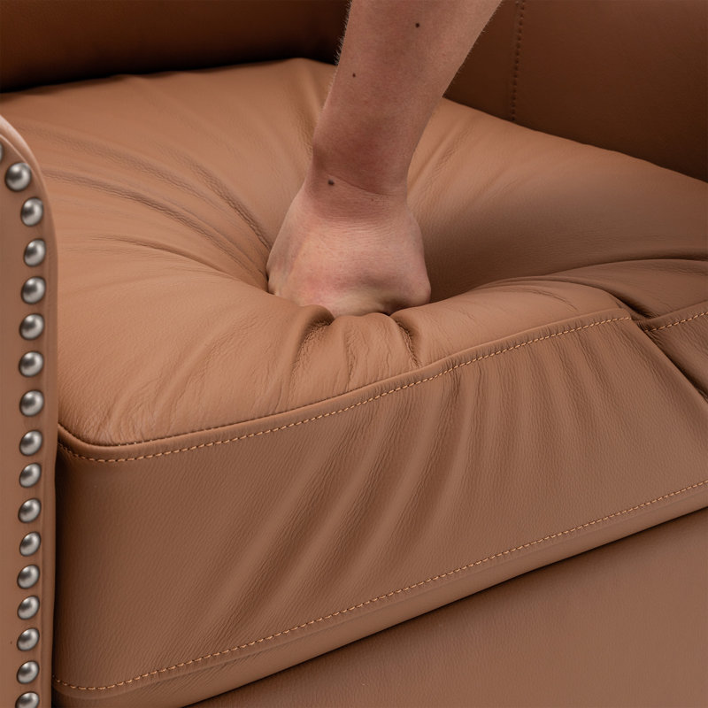 30" Wide Genuine Leather Manual Upholstered Recliner, Brown
