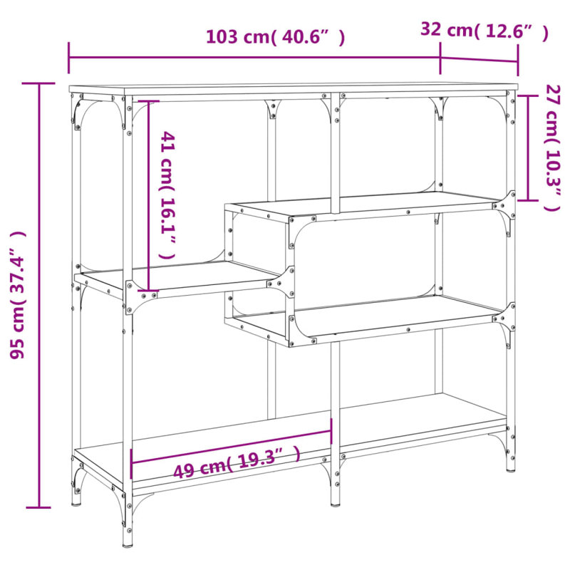 Console Table, 95cm H x 103cm W x 32cm D, Grey Sonoma