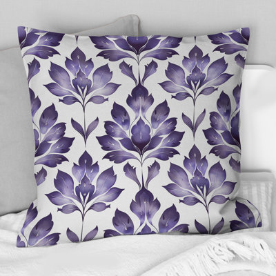 Coussin décoratif mauve blanc damassé Elegance V
