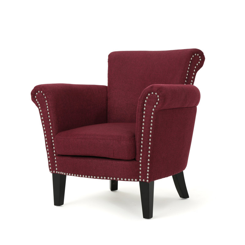 Hannon Upholstered Armchair, Wine Polyester Blend