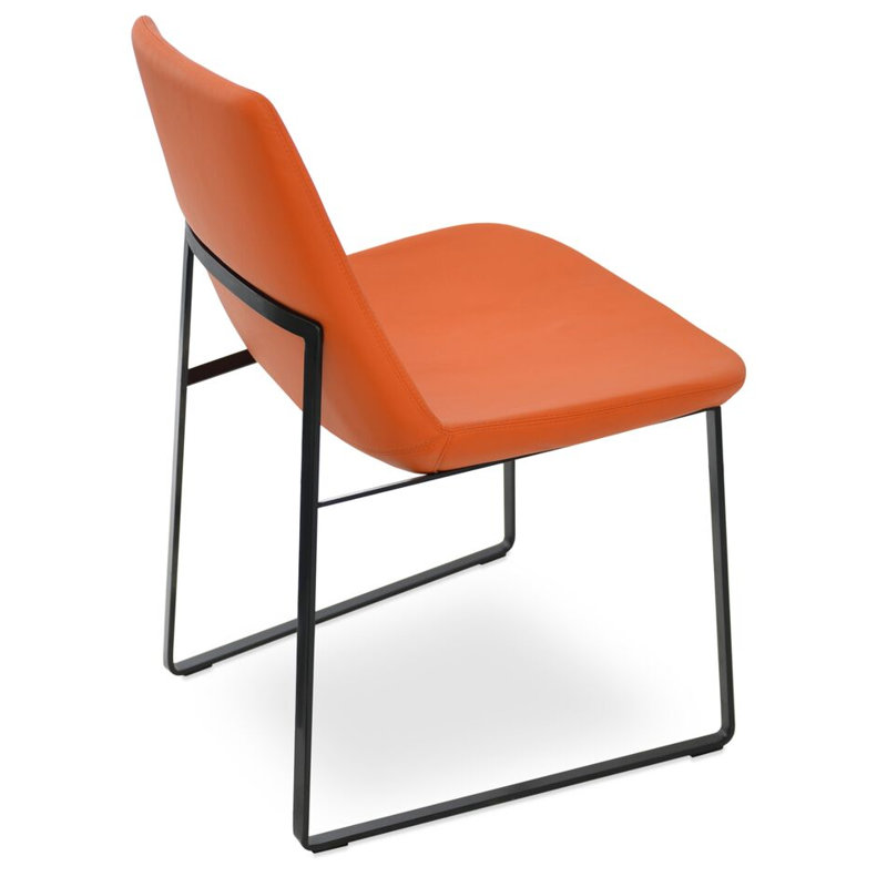 Eiffel 17'' H Upholstered Metal Side Chair, Stainless Steel, Orange