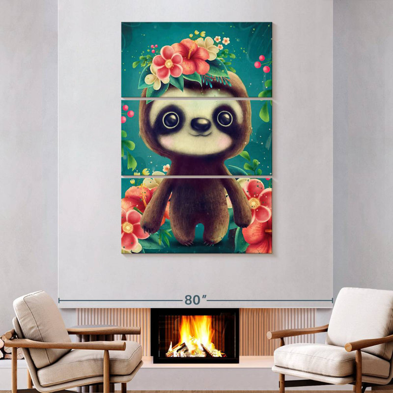 Brampt Floral Sloth, 74" H x 48" W