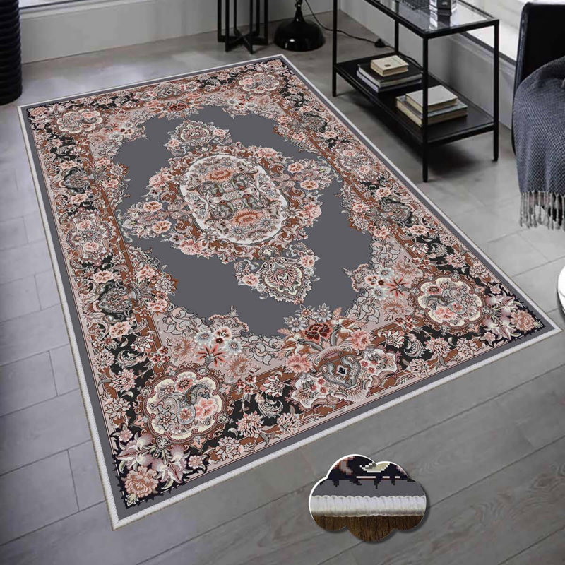 Premium Woven Area Rug, 100% Polyester, 4.6 x 7.2 ft | Antibacterial, Non-Slip PVC Dot Underside | 3D Digital Printing, Machine Washable, Pile Height: 0.3 in | Ideal for Living Room, Bedroom, and Dining Spaces