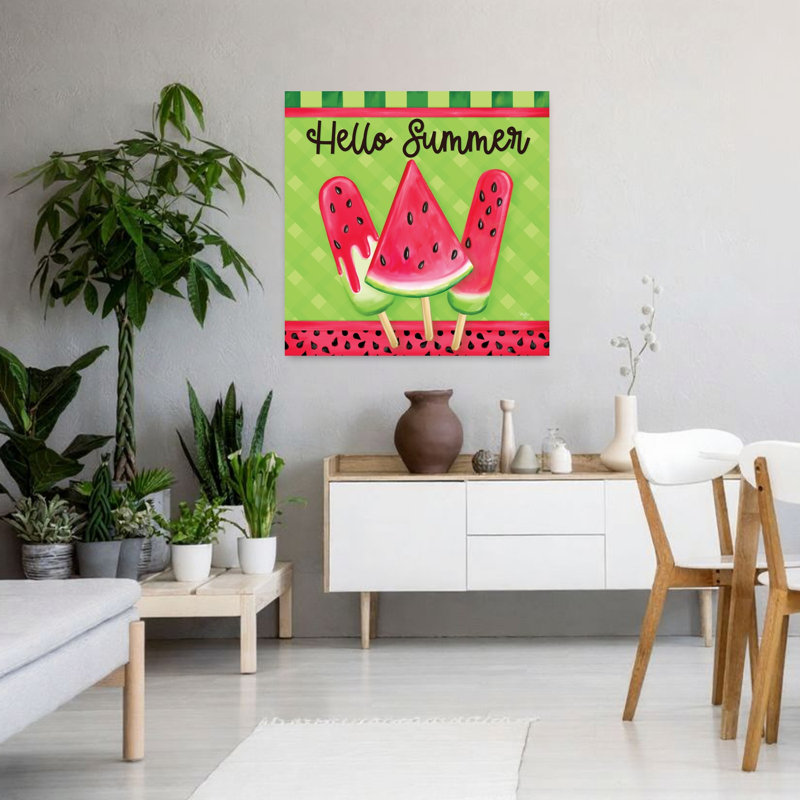 Hello Summer Contemporary Summer Art, 36" H x 36" W