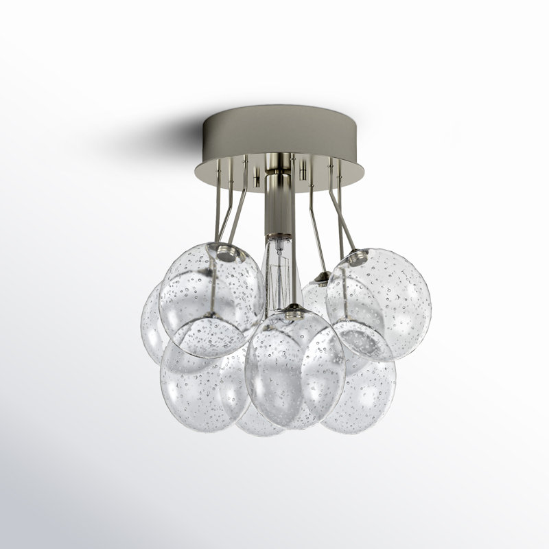 Logan Glass Semi Flush Mount, Brushed Nickel