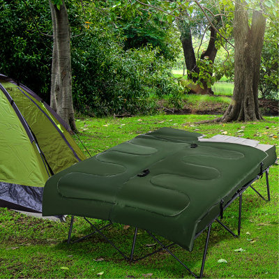 2 Camping Cot With Sleeping Bag, Inflatable Air Mattress, Comfortable Pillows And Portable Carry Bag For Outdoor Expeditions Including Bed, & Case