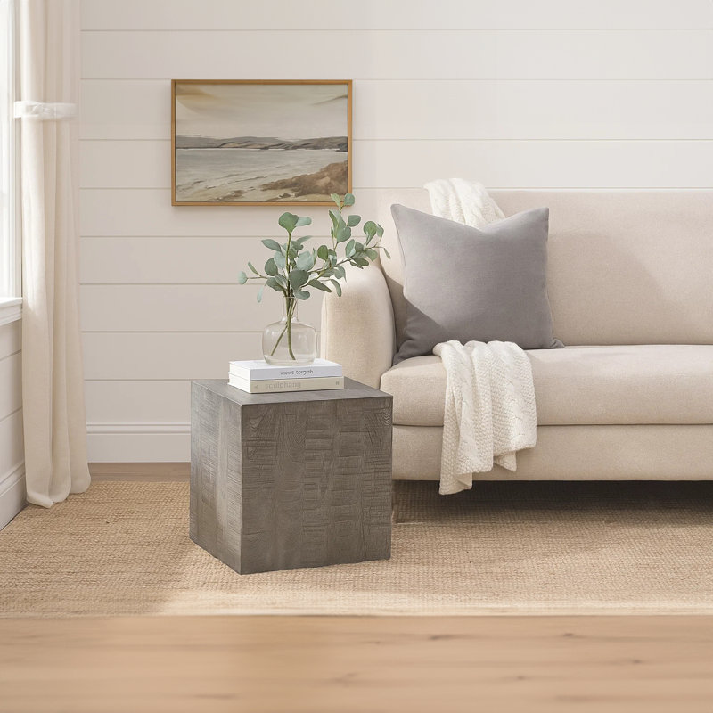 Millwood Pines Dalkeith Side End Table | 19 Inch Square Block Top ...