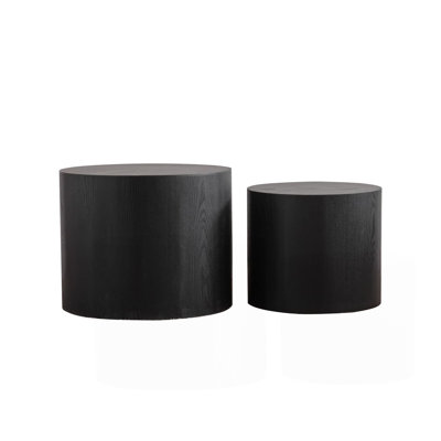 Nesting Coffee Table Set of 2 Round Wooden Coffee Tables Circle Modern Table for Small Space Living Room Bedroom Accent End Side Table